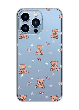 Прозрачный чехол на apple iphone 13 pro max ведмежата (принт 418)