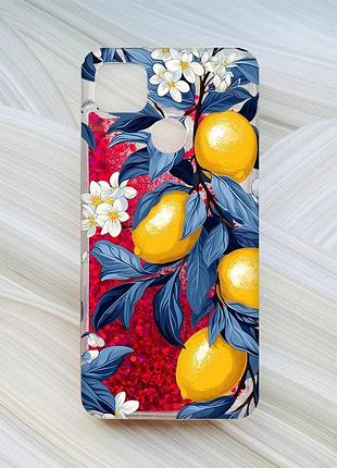 Чехол с плавающими розовыми блестками на xiaomi redmi 9c/10a лимонное дерево (принт 417)