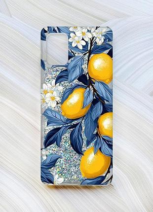 Чехол с плавающими серебряными блестками на samsung galaxy a31 лимонное дерево (принт 417)