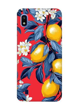 Матовый красный чехол на samsung galaxy а10 (2019) а105 лимонное дерево (принт 417)