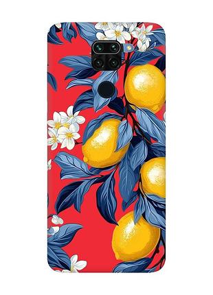 Матовий червоний чохол на xiaomi redmi note 9 / 10x лимонне дерево (принт 417)