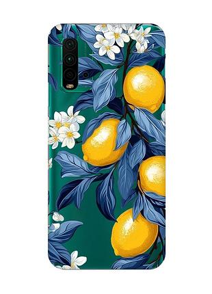 Прозрачный чехол на xiaomi redmi 9t лимонное дерево (принт 417)