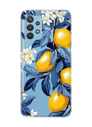 Прозрачный чехол на samsung galaxy a32 лимонное дерево (принт 417)