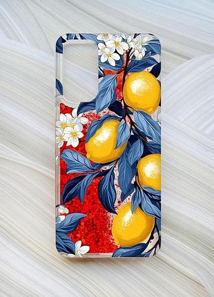 Чехол с плавающими красными блестками на xiaomi redmi note 11 лимонное дерево (принт 417)