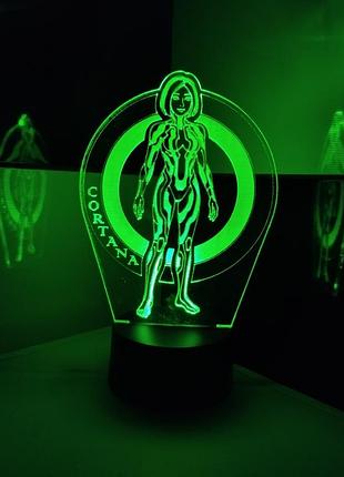 3d-светильник кортана cortana, 3д-ночник, несколько подсветок (на пульте), подарок геймеру