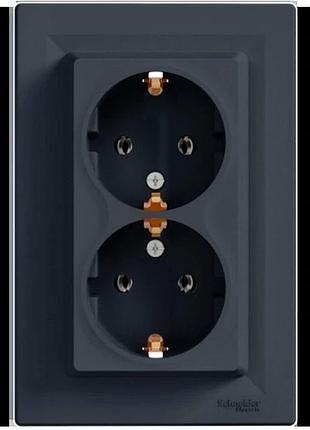 Schneider electric eph9900171 asfora розетка двойная 220в антрацит, пластик, с заземлением, schuko, без