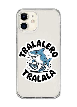 Прозрачный чехол на iphone 12 mini акула тралалеро тралала (принт 416)