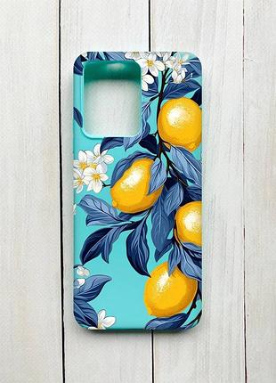 Матовый чехол на xiaomi redmi note 12 бирюзовый лимонное дерево (принт 417)