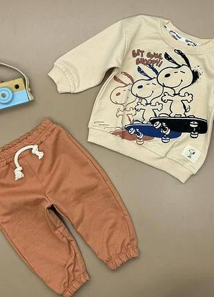 Костюм двійка для хлопчика snoopy 80 бежевий