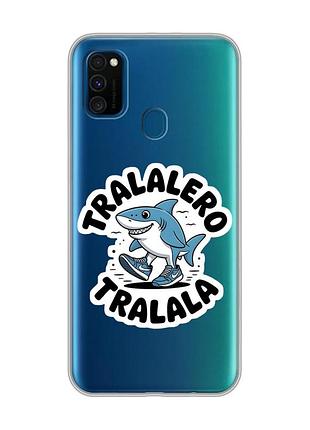 Прозрачный чехол на samsung galaxy m30s/m21 акула тралалеро тралала (принт 416)