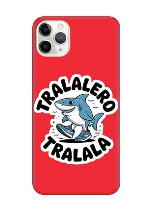 Матовый красный чехол на iphone 11 pro max (6.5) акула тралалеро тралала (принт 416)