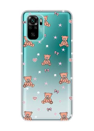 Прозрачный чехол на xiaomi redmi note 10/note 10s ведмежата (принт 418)