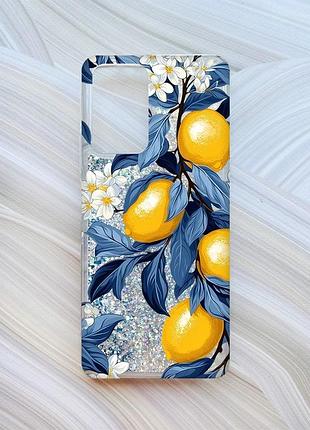 Чехол с плавающими серебристыми блестками на xiaomi redmi note 10 pro/10 pro max лимонное дерево (принт 417)