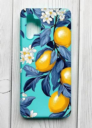 Матовый бирюзовый чехол на samsung galaxy a32 лимонное дерево (принт 417)