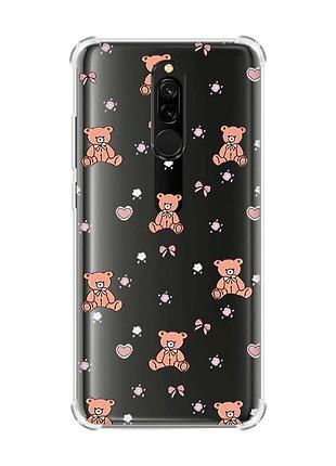 Чехол с утолщенными углами на xiaomi redmi 8 ведмежата (принт 418)