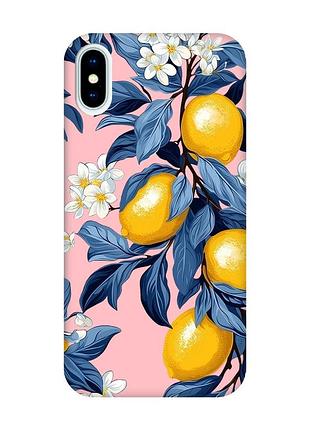 Матовый розовый чехол на iphone x / xs лимонное дерево (принт 417)