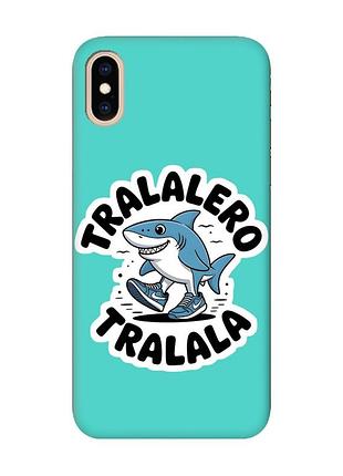 Матовый бирюзовый чехол на iphone xs max акула тралалеро тралала (принт 416)