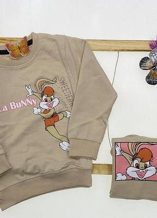 Свитшот детский принт lola bunny 110 бежевый