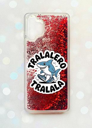 Чехол с плавающими красными блестками на samsung galaxy a32 акула тралалеро тралала (принт 416)