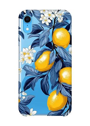 Прозрачный чехол на iphone xr лимонное дерево (принт 417)