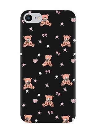 Матовый черный чехол на iphone 7 / 8 ведмежата (принт 418)