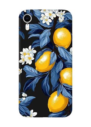 Матовый черный чехол на apple iphone xr лимонное дерево (принт 417)