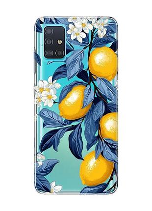 Прозрачный чехол на samsung galaxy a51 лимонное дерево (принт 417)
