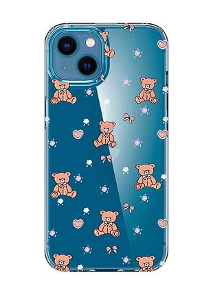 Прозрачный чехол на iphone 13 mini ведмежата (принт 418)