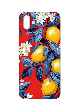 Матовый красный чехол на samsung galaxy a04 лимонное дерево (принт 417)