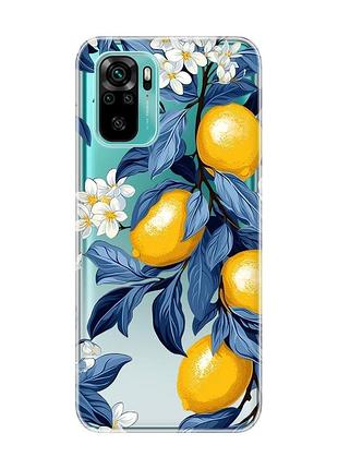 Прозрачный чехол на xiaomi redmi note 10/note 10s лимонное дерево (принт 417)