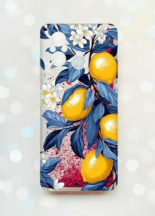 Чехол с плавающими розовыми блестками на xiaomi redmi 12c лимонное дерево (принт 417)