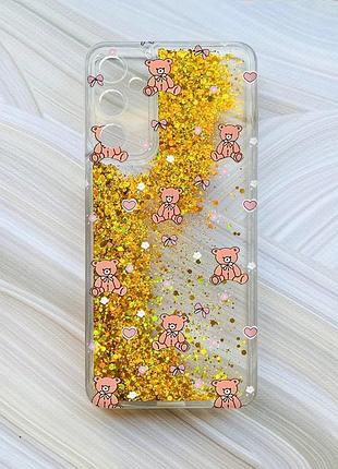 Чехол с плавающими золотыми блестками на samsung galaxy a25 (a256) ведмежата (принт 418)