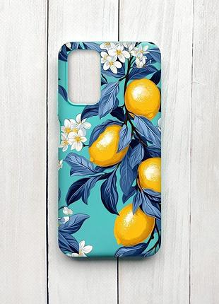 Матовый чехол на xiaomi redmi 9t бирюзовый лимонное дерево (принт 417)