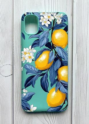 Матовый бирюзовый чехол на samsung galaxy a04e / a042 лимонное дерево (принт 417)