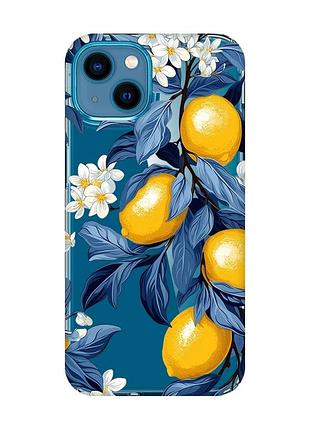 Прозрачный чехол для iphone 13 mini лимонное дерево (принт 417)
