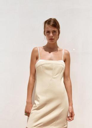 Короткое комбинированное платье от zara, размер м