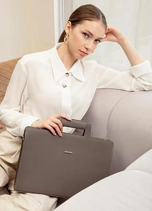 Женская кожаная сумка для ноутбука и документов темно-бежевая - bn-bag-36-beige