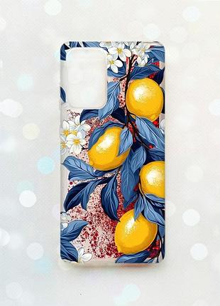 Чохол з плаваючими червоними блискітками на samsung galaxy a52 (a525) лимонне дерево (принт 417)