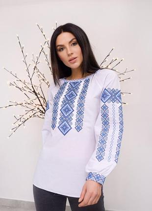Вишиванка класична модель синім по бімому 52