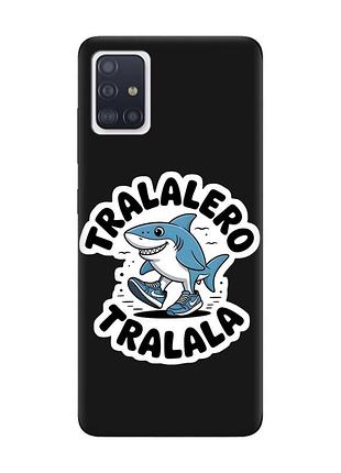 Матовый черный чехол на samsung galaxy a51 акула тралалеро тралала (принт 416)
