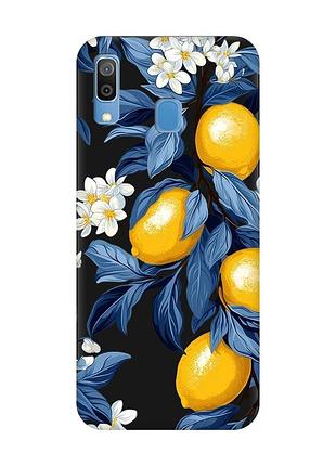 Матовый черный чехол на samsung galaxy a30 (2019) / a20 (2019) лимонное дерево (принт 417)