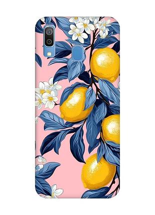 Матовый розовый чехол на samsung galaxy a30 (2019) / a20 (2019) лимонное дерево (принт 417)