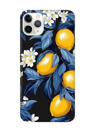 Матовый черный чехол на iphone 11 pro (5.8) лимонное дерево (принт 417)