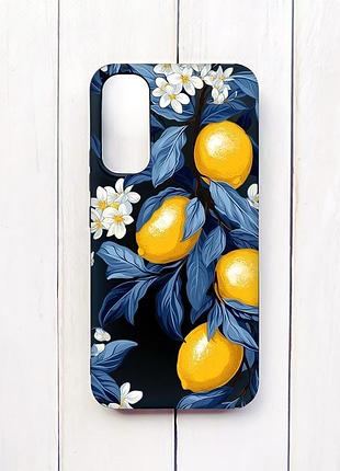 Матовый чехол на samsung a34 5g черный лимонное дерево (принт 417)
