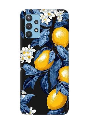 Матовый черный чехол на samsung galaxy a32 лимонное дерево (принт 417)