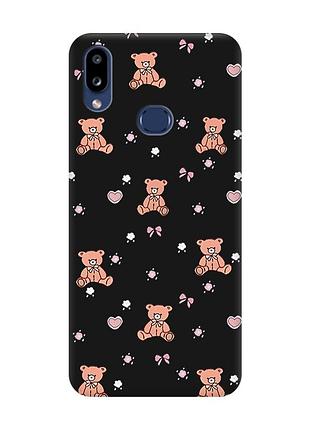 Матовый черный чехол на samsung galaxy a10ѕ a107 ведмежата (принт 418)
