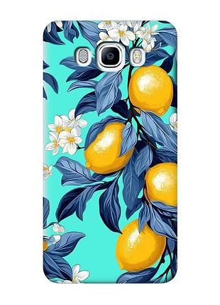 Матовый бирюзовый чехол на samsung galaxy j7(2016) j710 лимонное дерево (принт 417)