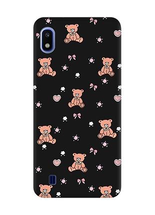 Матовый черный чехол на samsung galaxy a10 (2019) a105 ведмежата (принт 418)