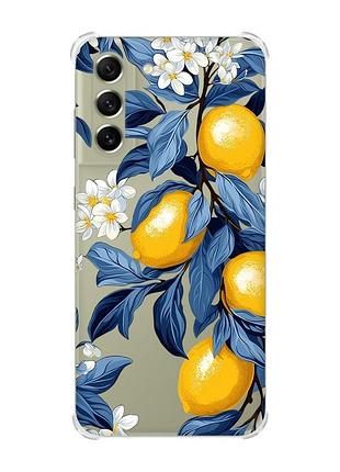 Чехол с утолщёнными углами для samsung s21 fe лимонное дерево (принт 417)