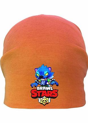 Шапка детская бравл старс оранжевая (brawl stars-0017) 54-56 см